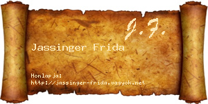 Jassinger Frida névjegykártya